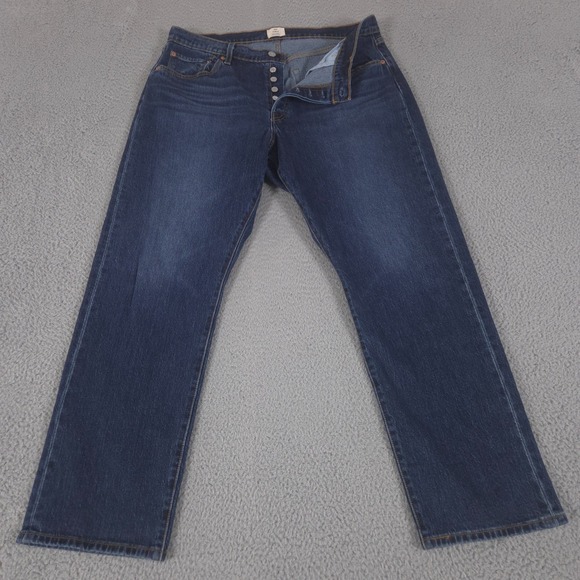 Levis Jeans Womens 34x30 Blue 501 Curve Straight Leg High Rise Button Fly Denim